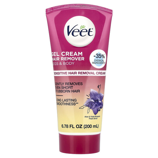 Veet Gel Cream Hair Remover, Aloe & Violet Blossom Fresh, 6.78 fl oz (200 ml)