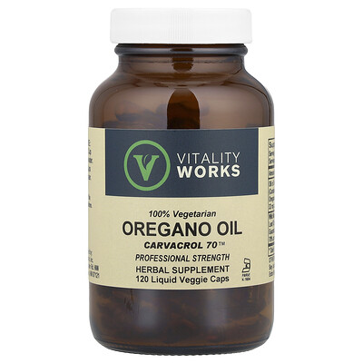 Vitality Works  Oregano Oil  Carvacrol 70™  510 mg  120 Liquid Veggie Caps