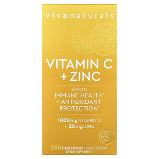 Viva Naturals, Витамин С + Цинк, 250 вегетариански капсули