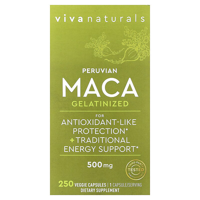 Viva Naturals, Peruvian Maca, Gelatinized, 500 mg, 250 Veggie Capsules