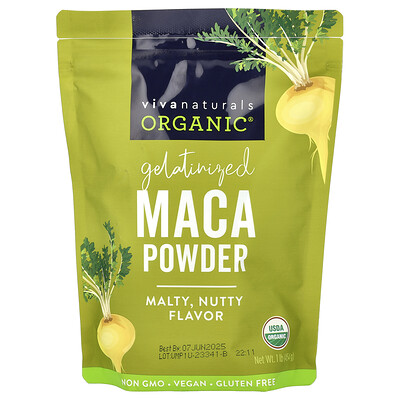 Viva Naturals , Organic Gelatinized Maca Powder, 1 Lb (454 G) 1Lb