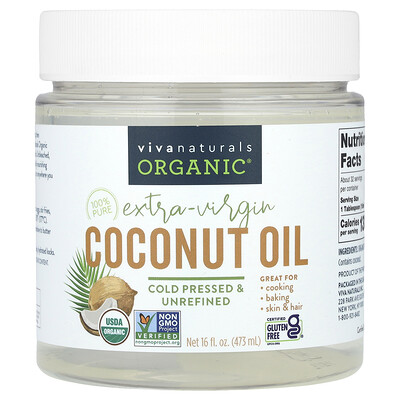 Viva Naturals Organic Extra-Virgin Coconut Oil 16 fl oz (473 ml)