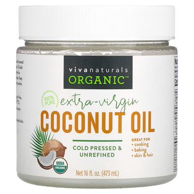 Viva Naturals Органическое кокосовое масло первого отжима 473 мл (16 жидк. Унций)