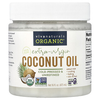 Viva Naturals, Organic®, Extra-Virgin Coconut Oil, extra natives Kokosnussöl, 473 ml (16 fl. oz.)