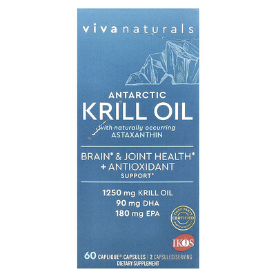 Viva Naturals  Antarctic Krill Oil with Astaxanthin  60 Caplique® Capsules
