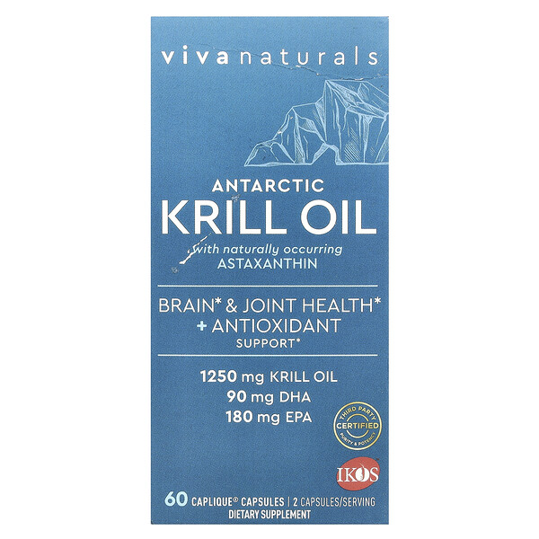 Viva Naturals Antarctic Krill Oil with Astaxanthin, 60 Caplique® Capsules