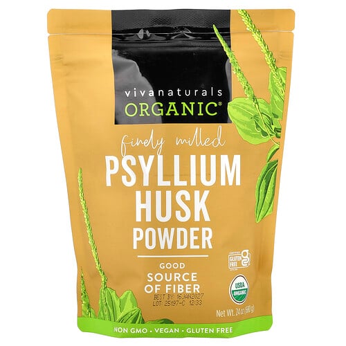 Viva Naturals, Organic® Psyllium Husk Powder, Flohsamenschalenpulver, 680 g (24 oz.)