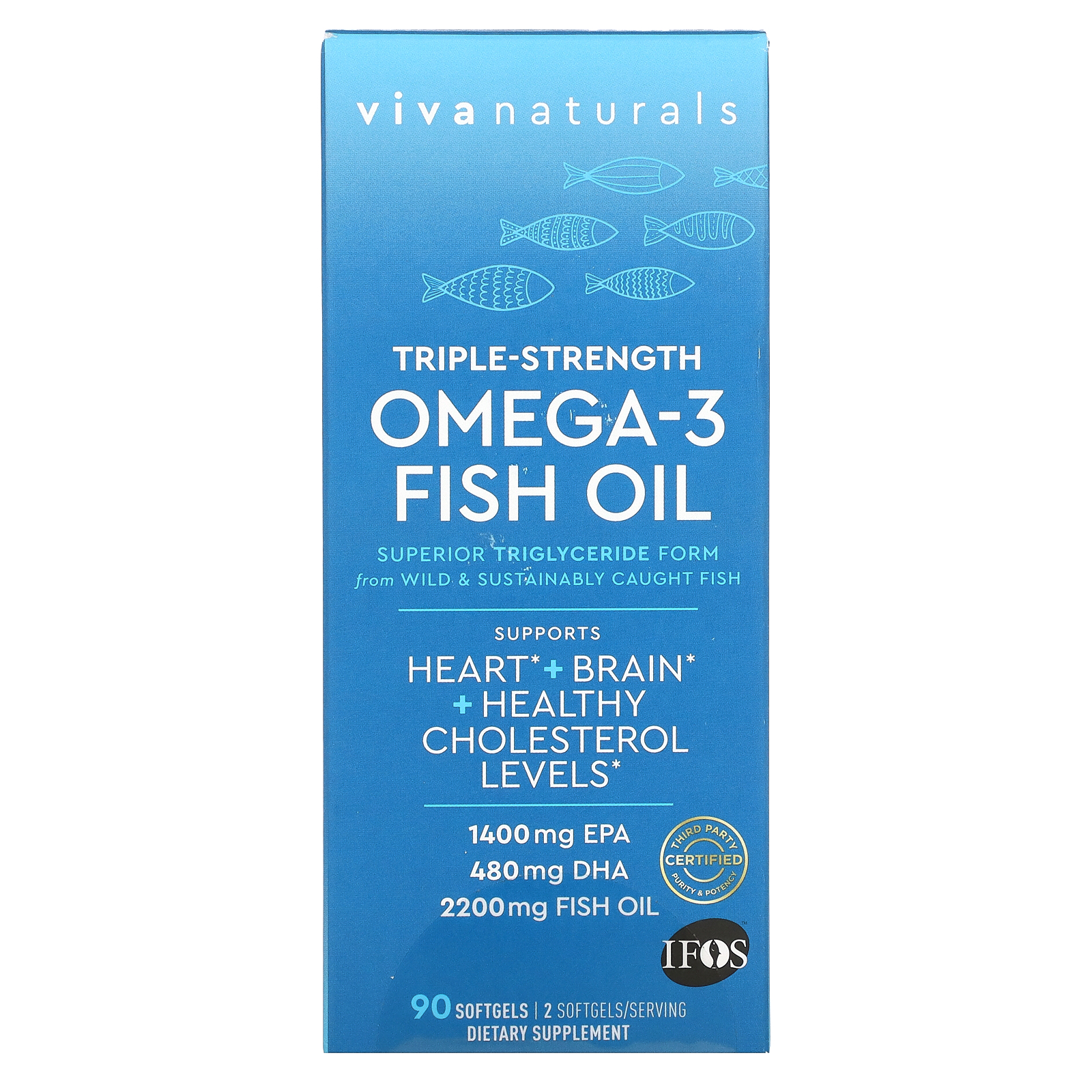 Viva Naturals, Omega3 Fish Oil, Triple Strength , 90 Softgels