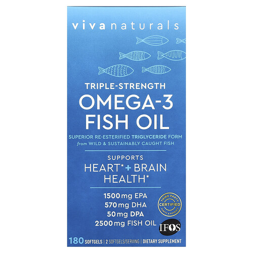 Viva Naturals, Omega-3-Fischöl, 2.500 mg, 180 Weichkapseln