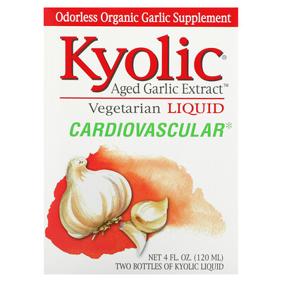 Kyolic Экстракт выдержанного чеснока для сердечно-сосудистой системы жидкий 2 флакона по 60 мл (2 жидк. Унции)