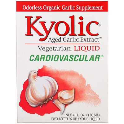 Kyolic Выдержанный экстракт чеснока, благотворное влияние на сердечно-сосудистую систему, жидкость, 2 флакона по 2 жидких унции (60 мл) каждый