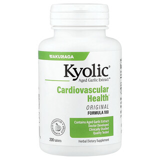Kyolic, Жас сарымсақ сығындысы, Жүрек-тамыр жүйесі, Original Formula 100, 200 таблетка (1 таблеткіде 300 мг)