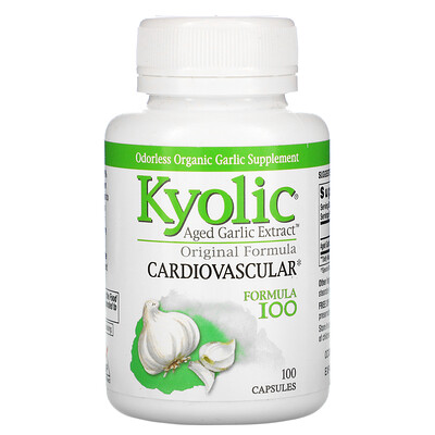 Kyolic Aged Garlic Extract, выдержанный чесночный экстракт, для сердечно-сосудистой системы, оригинальный состав, 100 капсул