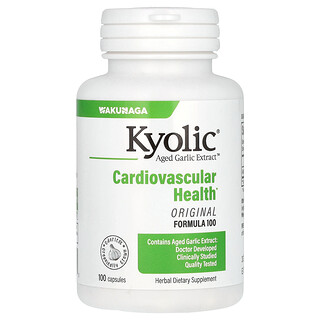 Kyolic, Aged Garlic Extract, na układ sercowo-naczyniowy, oryginalna formuła 100, 100 kapsułek (300 mg na kapsułkę)