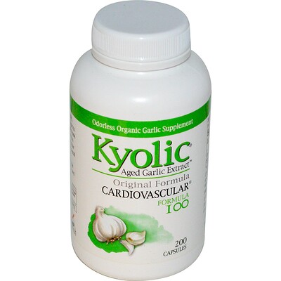 Kyolic Экстракт выдержанного чеснока, формула 100 для здоровья сердечно-сосудистой системы, 200 капсул
