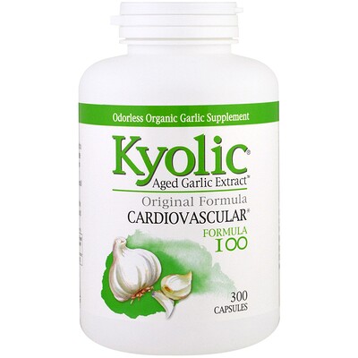Kyolic Aged Garlic Extract, выдержанный экстракт чеснока, для сердечно-сосудистой системы, формула 100, 300 капсул