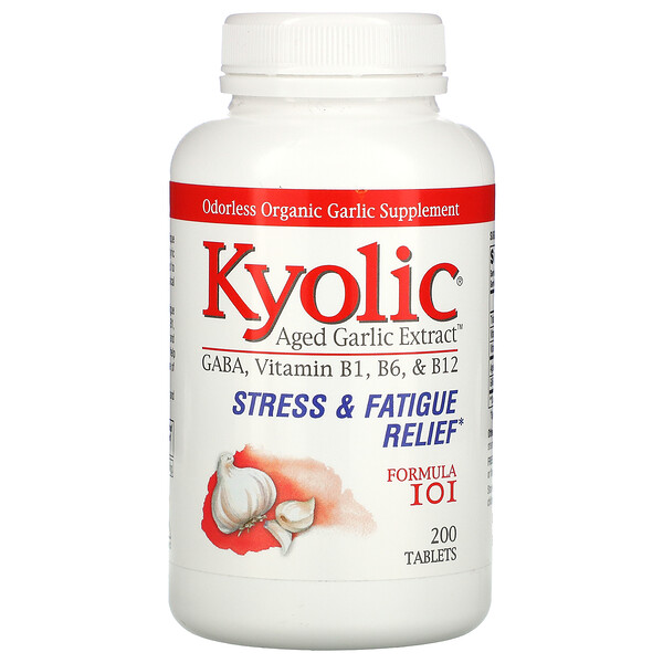 Kyolic, Aged Garlic Extract, Stress & Fatigue Relief, Formula 101, 200 Tablets
