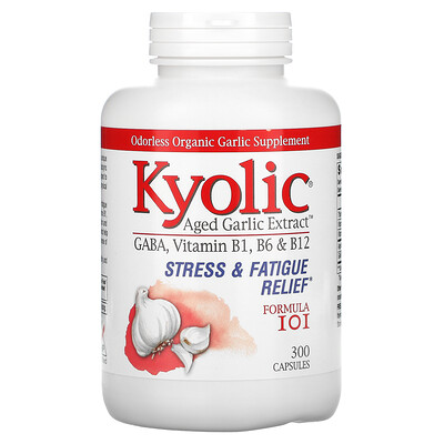 Kyolic Aged Garlic Extract выдержанный экстракт чеснока снятие стресса и усталости формула 101 300 капсул