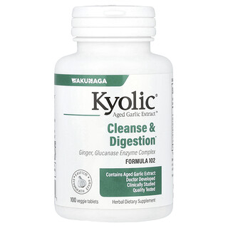 Kyolic, Extract de usturoi îmbătrânit, curățare și digestie, Formula 102, 100 de tablete vegetale