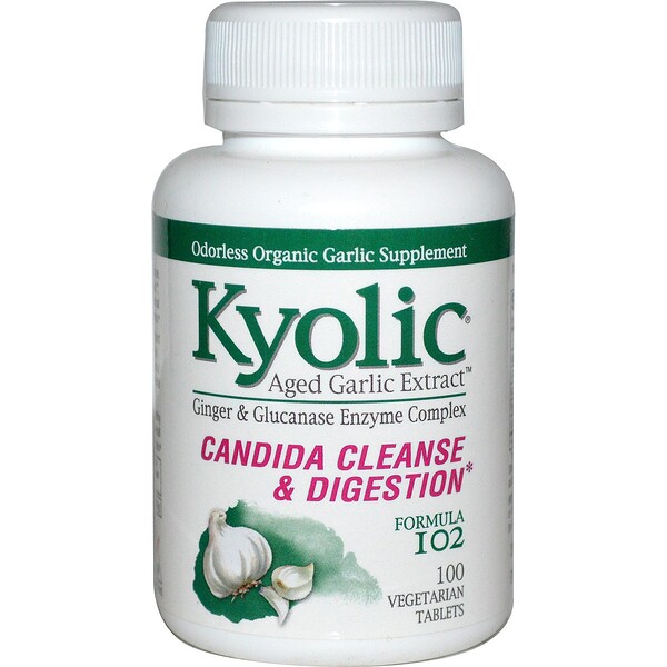 Kyolic, Kyolic Formula 102, Candida Cleanse & Digestion, 100 Vegetarian Tablets