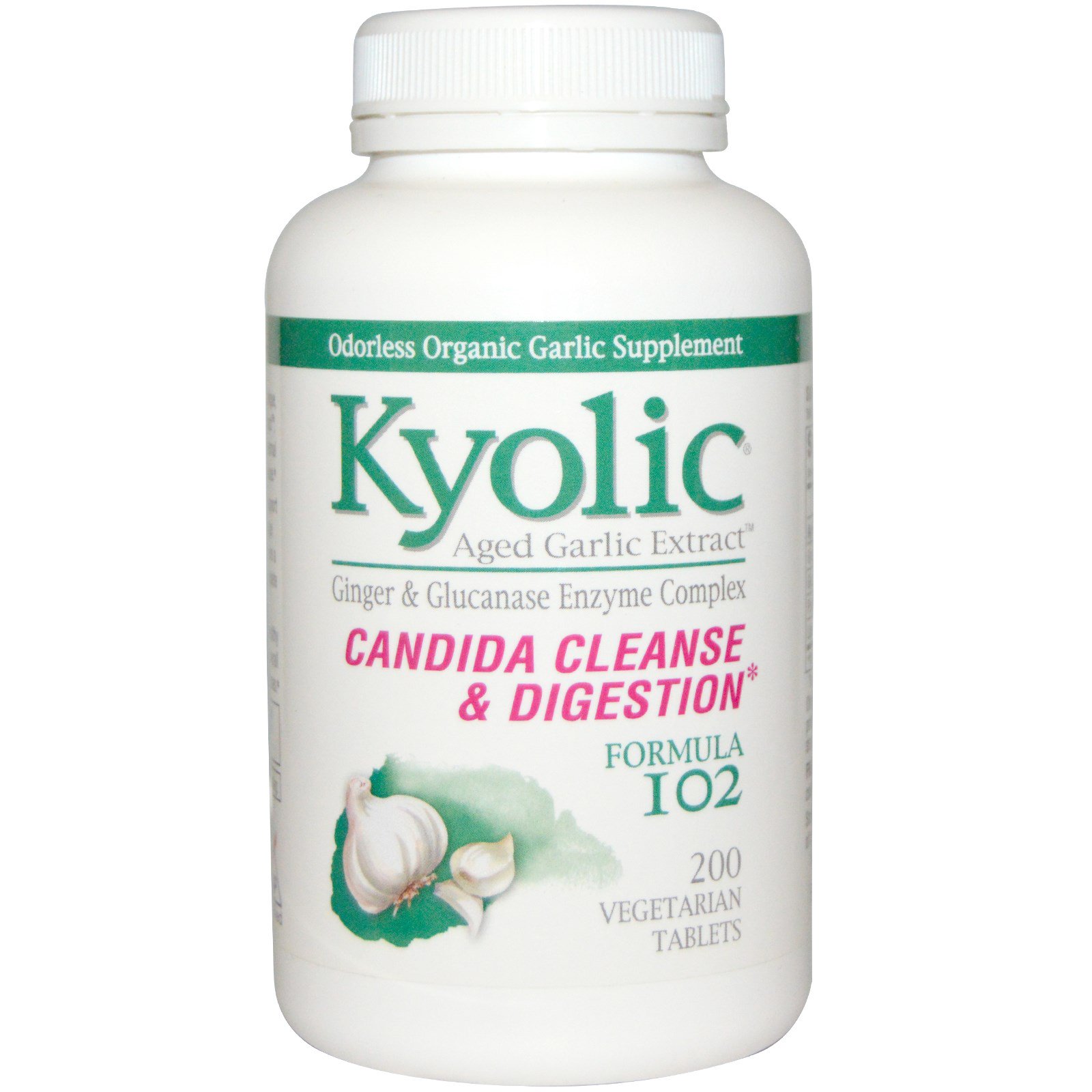 Kyolic Aged Garlic Extract Candida Cleanse Digestion Formula 102 200 Vegetarian Tablets Iherb