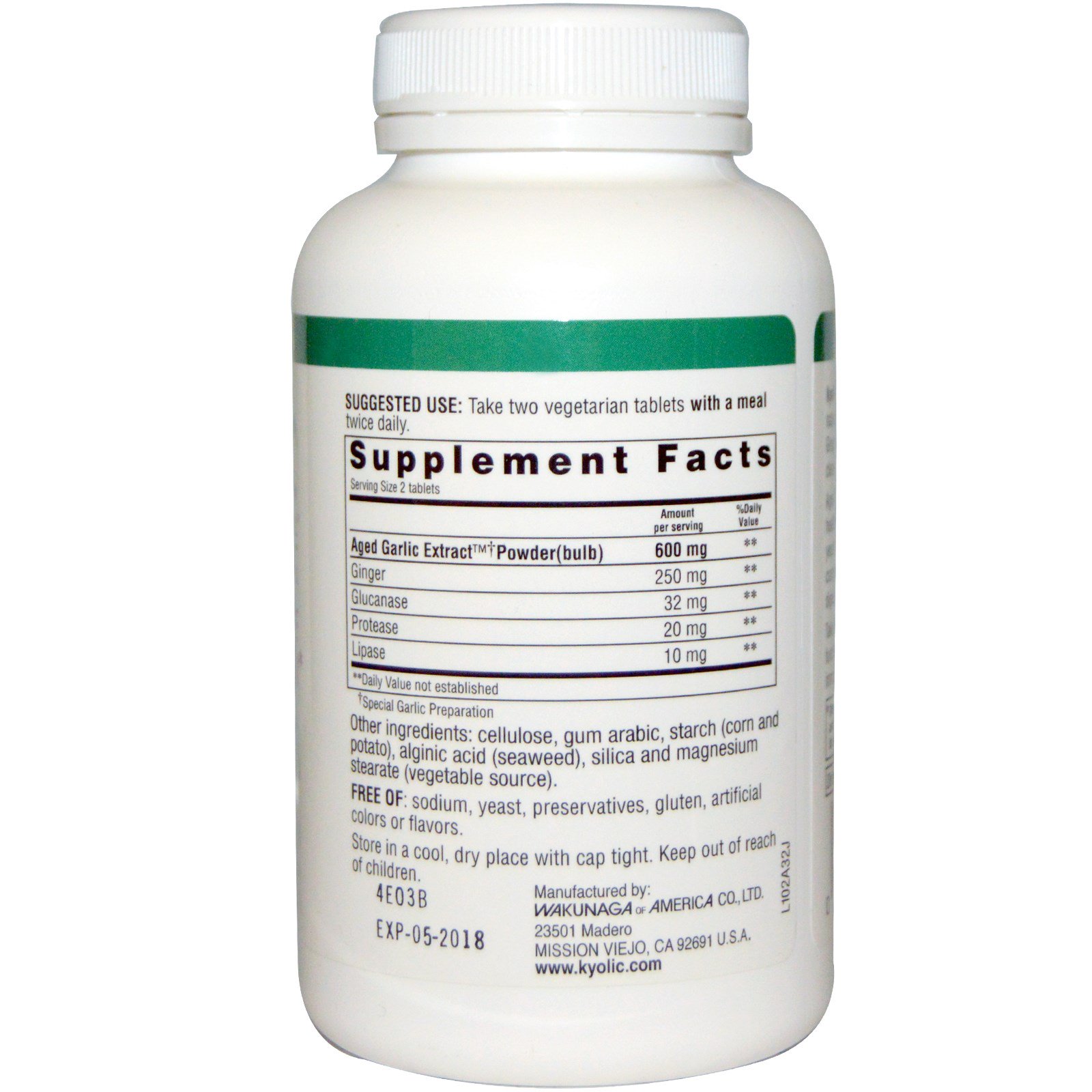 Kyolic, Aged Garlic Extract, Candida Cleanse & Digestion, Formula 102