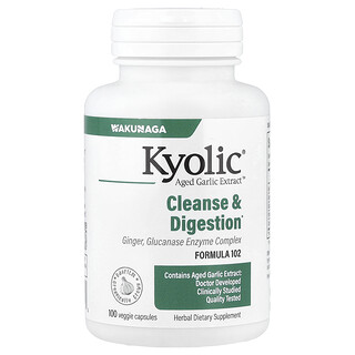 Kyolic, 陳蒜提取物™，清潔和消化，配方 102，100 粒素食膠囊