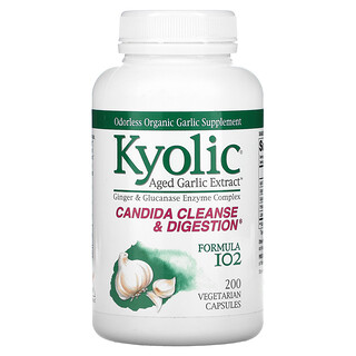 Kyolic, Aged Garlic Extract, Candida Cleanse 및 소화, 포뮬라 102, 베지 캡슐 200정