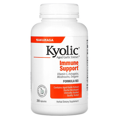 

Kyolic Aged Garlic Extract, выдержанный экстракт чеснока, для иммунитета, формула 103, 200 капсул