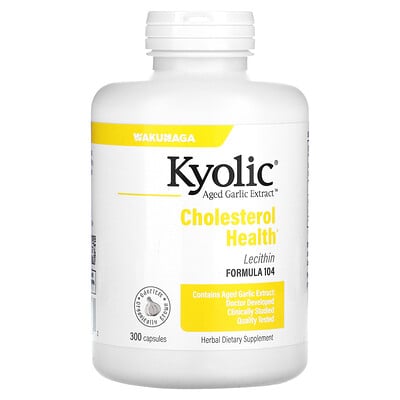 

Kyolic Aged Garlic Extract, экстракт чеснока с лецитином, формула для снижения уровня холестерина 104, 300 капсул