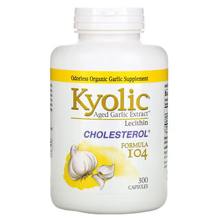 Kyolic, Aged Garlic Extract com Lecitina, Colesterol, Fórmula 104, 300 Cápsulas