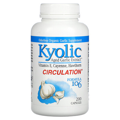 Kyolic Выдержанный экстракт чеснока улучшение кровообращения формула 106 200 капсул