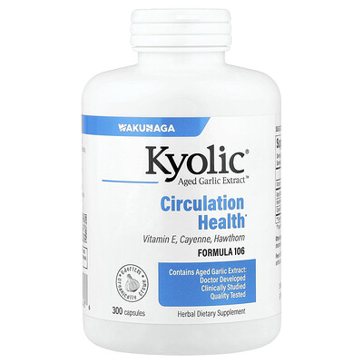 Kyolic, Extracto de ajo añejo, Circulación, Fórmula 106, 300 cápsulas