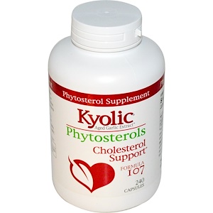 Wakunaga - Kyolic, Фитостерины выдержанного чесночного экстракта, формула поддержки холестерола 107, 240 капсул