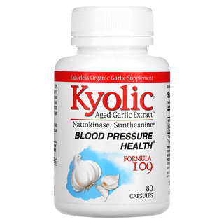 Kyolic, Aged Garlic Extract, Saúde da Pressão Sanguínea, Fórmula 109, 80 Cápsulas