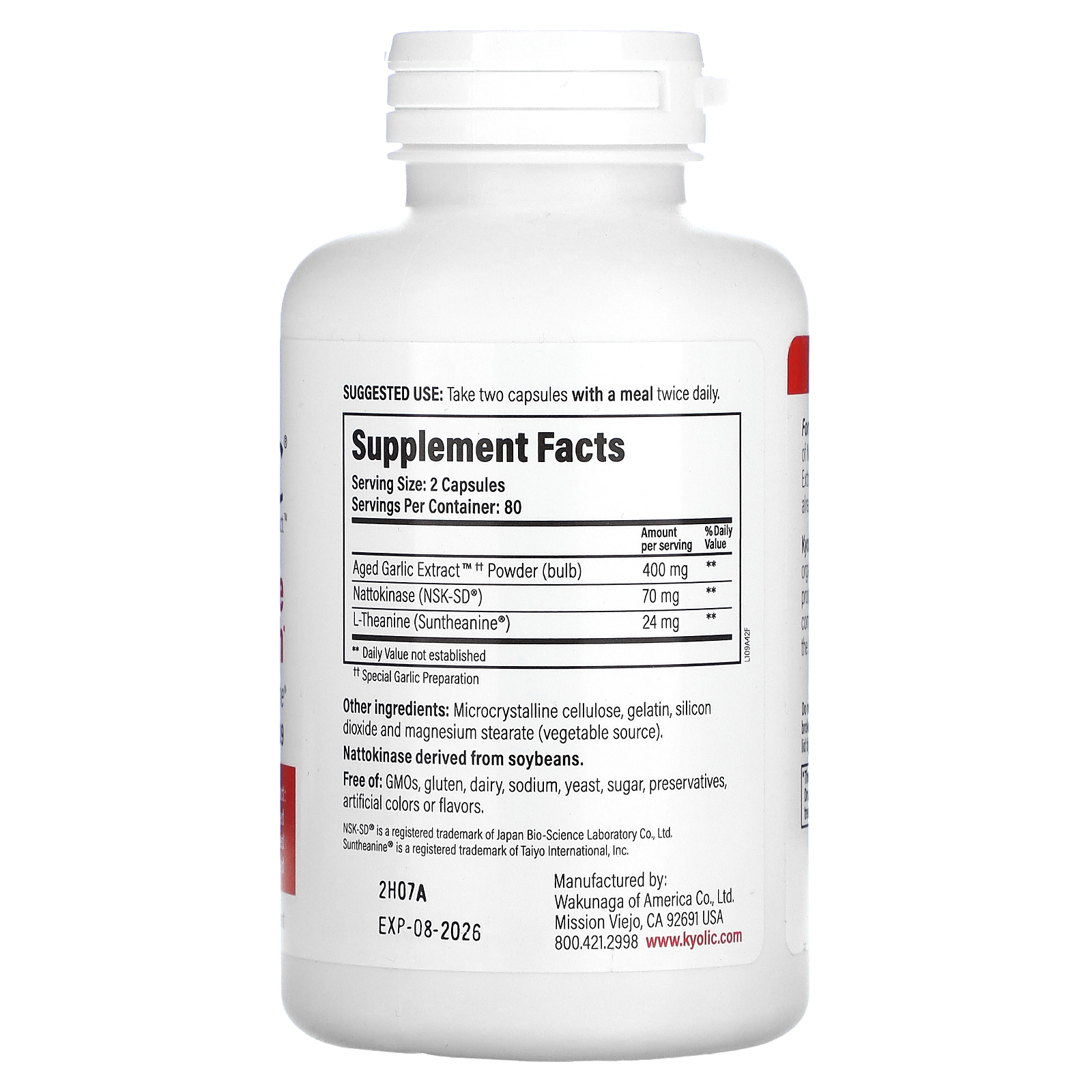 Kyolic, Aged Garlic Extract, Blood Pressure Health, Formula 109, 160