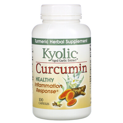 Kyolic Aged Garlic Extract, Inflammation Response, куркумин,100 капсул