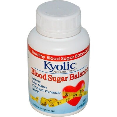 Kyolic Экстракт выдержанного чеснока, для нормализации баланса сахара в крови, 100 капсул