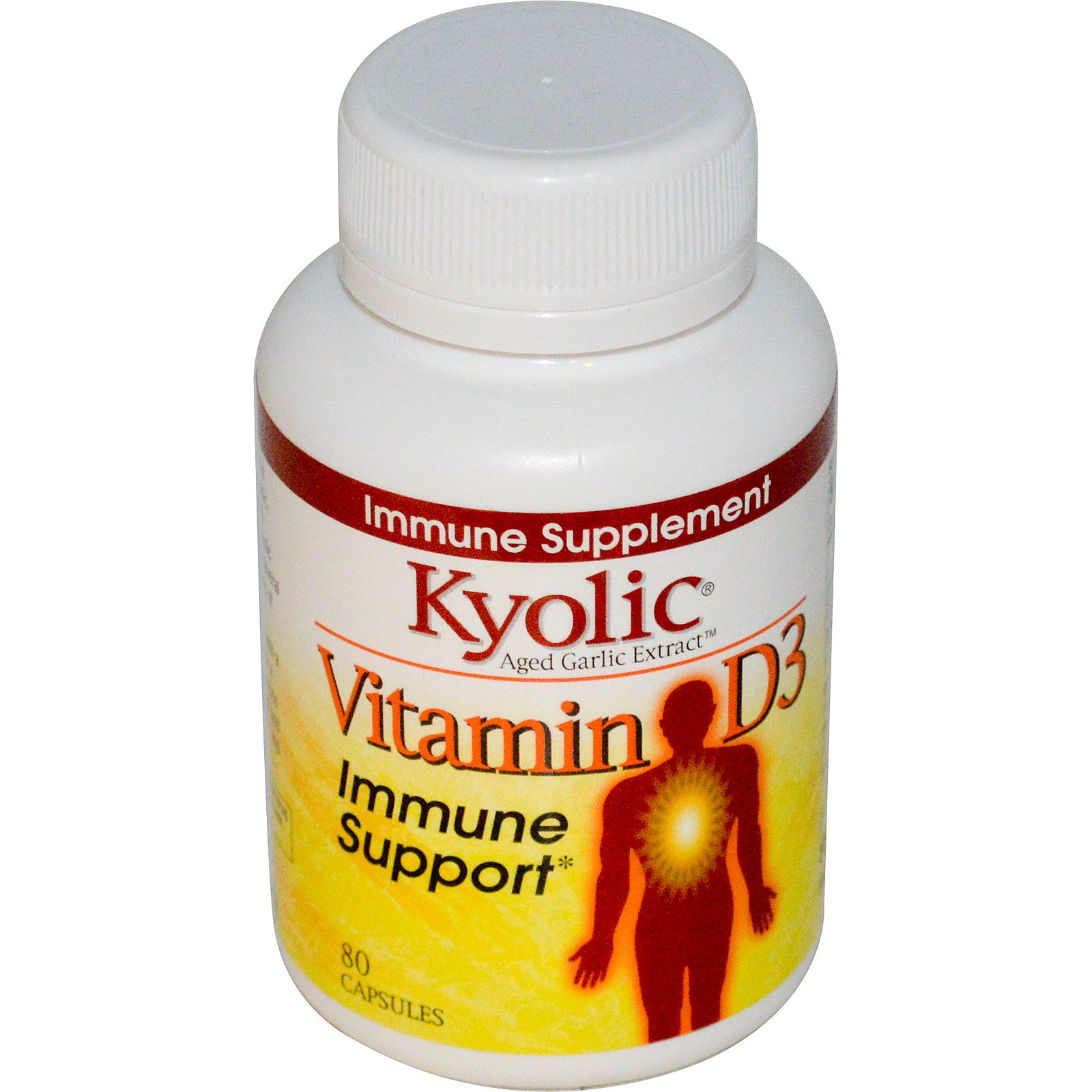 Kyolic, Aged Garlic Extract, Vitamin D3, 80 Capsules iHerb