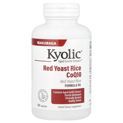 Kyolic Aged Garlic Extract™, Red Yeast Rice plus CoQ10, Formula 114, 150 Capsules