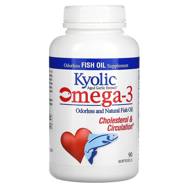 Kyolic, Aged Garlic Extract,  Omega-3, Cholesterol & Circulation, 90 Softgels