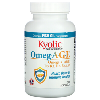 Kyolic Omeg.A.G.E, Heart, Bone & Immune Health, 90 Softgels
