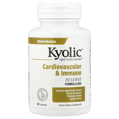 Kyolic Aged Garlic Extract™, Cardiovascular & Immune, Reserve Formula 200, 60 Capsules (600 mg per Capsule)