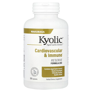 Kyolic, Ekstrak Bawang Putih Tua™, Kardiovaskular & Kekebalan, Formula Rizab 200, 120 Kapsul (600 mg setiap Kapsul)