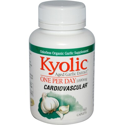 Kyolic Выдержанный экстракт чеснока One Per Day, сердечно-сосудистое средство, 1000 мг, 60 капсул