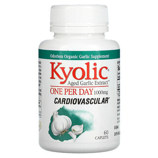 Kyolic, Aged Garlic Extract, Um por Dia, Cardiovascular, 1.000 mg, 60 Cápsulas