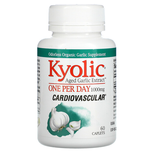 Kyolic, Выдержанный экстракт чеснока One Per Day, сердечно-сосудистое средство, 1000 мг, 60 капсул