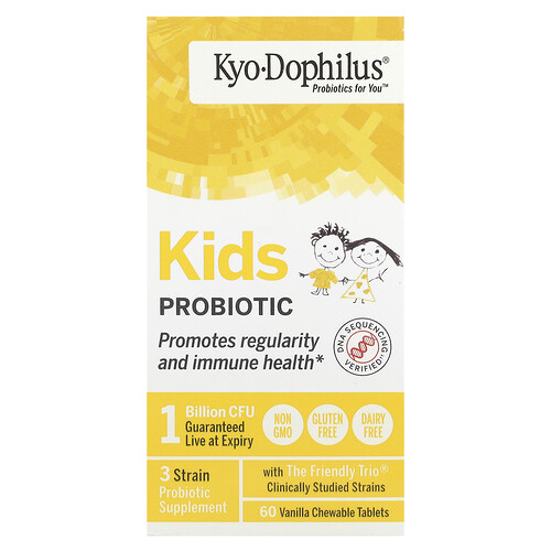 Kyolic, Kids Probiotic, Probiotikum für Kinder, Vanille, 1 Milliarde KBE, 60 Kautabletten