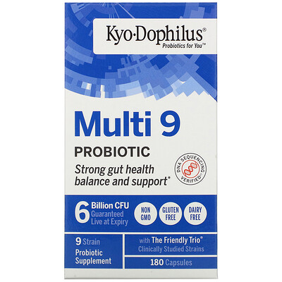 Kyolic Kyo-Dophilus, Multi 9, пробиотик, 6 миллиардов КОЕ, 180 капсул