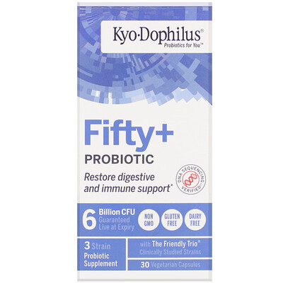 Kyolic Kyo-Dophilus, Fifty + Probiotic, 6 Billion CFU, 30 Vegetarian Capsules